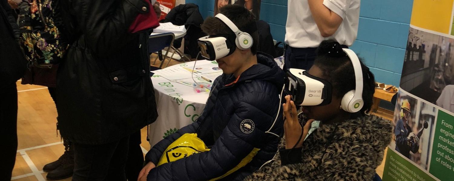 Students in VR during careers event